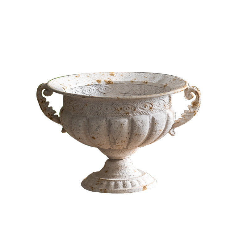 Vintage Wrought Iron Dried Flower Vase - Antique Decor Accent
