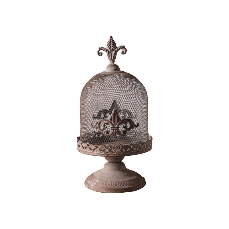 Industrial Wrought Iron Candle Holder - Vintage Decor Accent