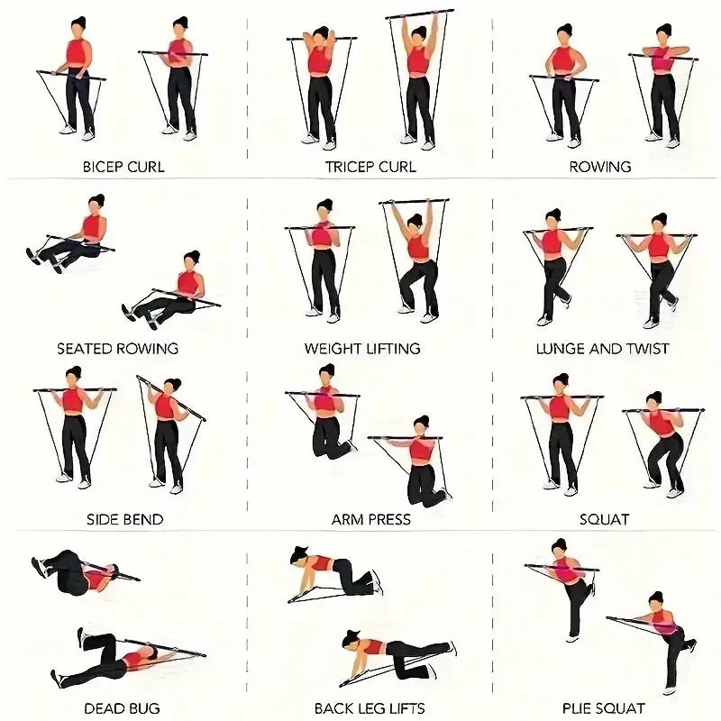 Pilates Bar Kit with Resistance Bands - Home Studio System