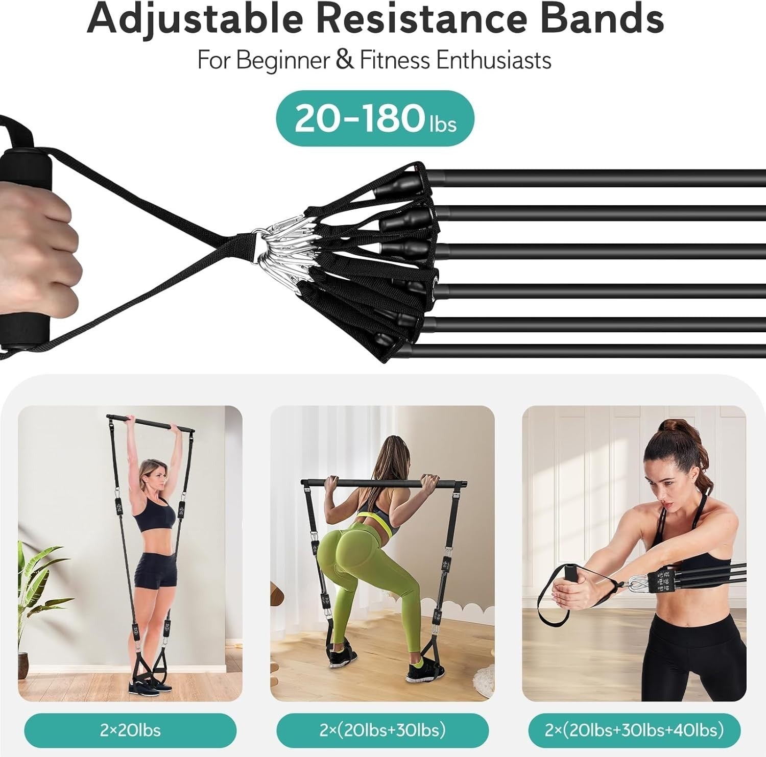 Pilates Bar Kit with Resistance Bands - Home Studio System