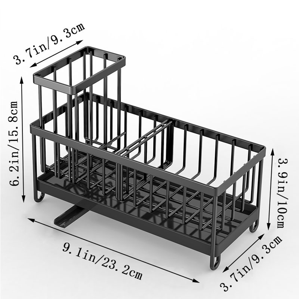 Kitchen Sink Organizer Caddy with Drain Tray & Brush Holder