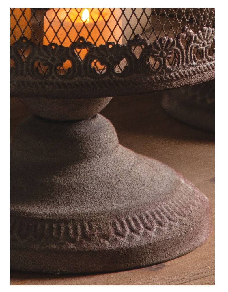 Industrial Wrought Iron Candle Holder - Vintage Decor Accent