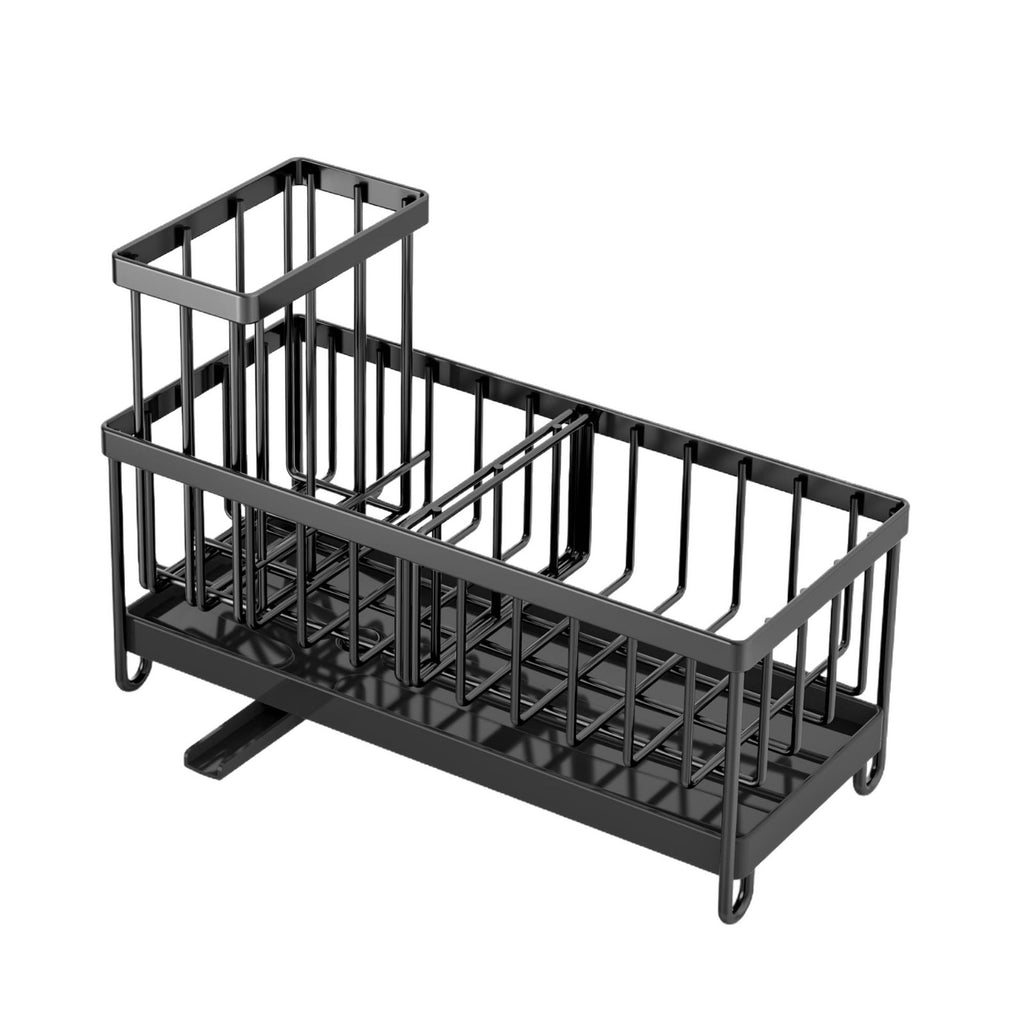 Kitchen Sink Organizer Caddy with Drain Tray & Brush Holder